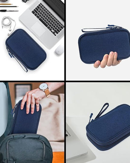 Electronic Organizer Travel Cable Accessories Bag, Electronic Organizer Case, Electronic Accessories Organizer Bag for Power Bank, Charging Cords, USB Cable, Earphones (Navy Blue)