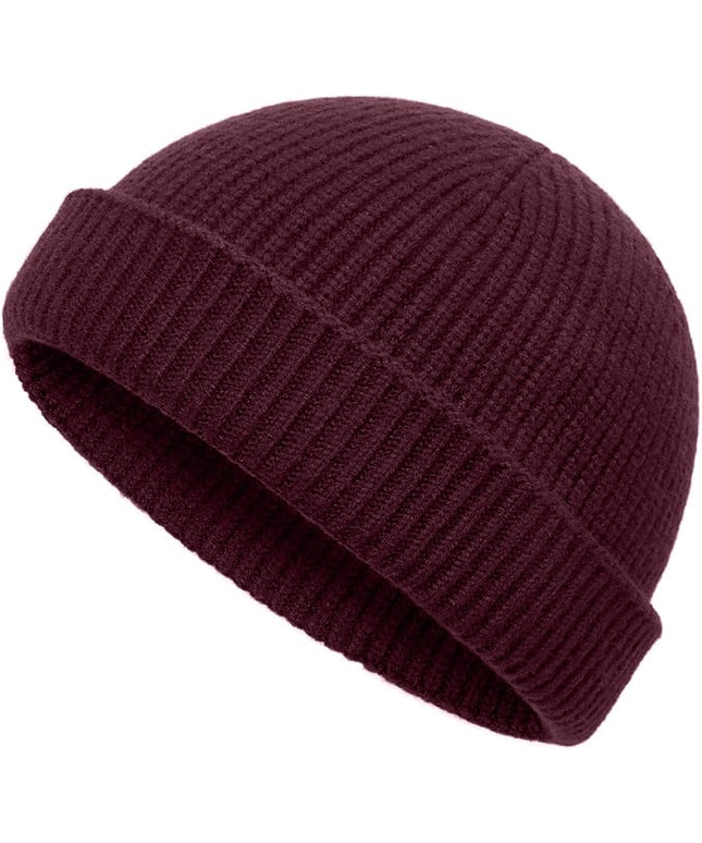 vidsel Thin Wool Fisherman Beanie Hat for Men Women Fall Winter,Short Knit Cuffed Fashion Trawler Skull Cap,Watch Cap