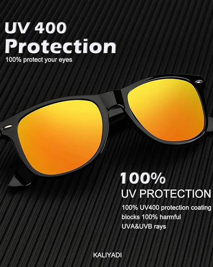 KALIYADI Sunglasses Men Polarized Sunglasses for Men Women Unisex Semi-Rimless Frame Retro Driving Sun Glasses UV Blocking