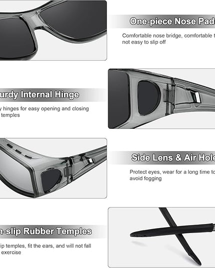 MEETSUN Fit Over Glasses Sunglasses for Men Women,Wrap Around Sunglasses Polarized UV400 Protection