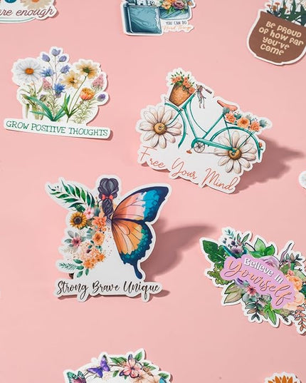 Waterproof Inspirational Positive Mental Health Quotes Sticker Bundle 30pcs for Journal Crafts Scrapbook Planner Gift Waterbottle Personalized Decoration
