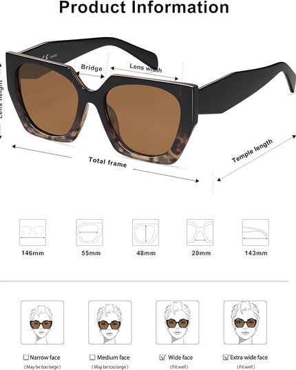 SOJOS Large Oversized Polarized Sunglasses for Women, Big Designer Womens Trendy Square Shades SJ2205