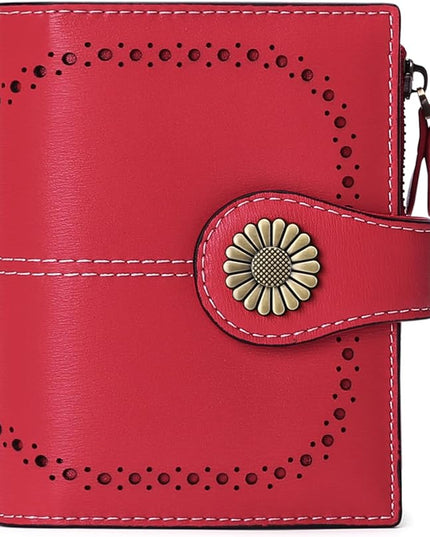 SENDEFN Small Womens Wallet Leather Bifold Card Holder RFID Blocking with Zipper Coin Pocket