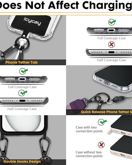 Phone Lanyard Crossbody, Marble Cell Phone Strap for Around The Neck Adjustable, Anti Theft Cute Lanyard for iPhone Case ID Holder Keys Accessories Travel Essential