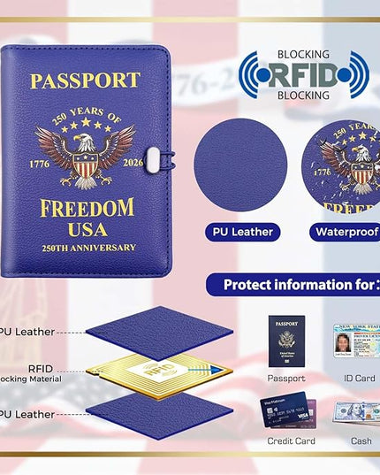 Melsbrinna Premium Leather Passport Holder Covers Case, Waterproof Rfid Blocking Travel Wallet Passport Holder with Pen Holder, Cute Passport Book for Women/Men