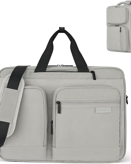 Hanke Convertible Laptop Bag, 3 In 1 Briefcase Backpack 17.3 Inch Computer Bag for Men Women, Travel Laptop Briefcase Messenger Bag, Underseat Carry On Personal Item, Rock Grey