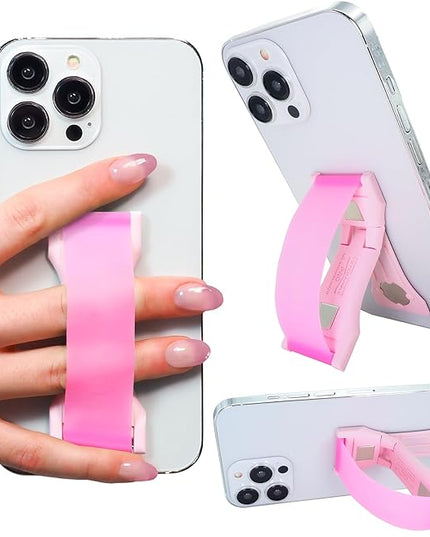LOVEHANDLE PRO Premium Phone Grip - Silicone Phone Strap - Magnetic Phone Mount and Kickstand for Smartphone and Tablet - Bubblegum Pink Glow Silicone