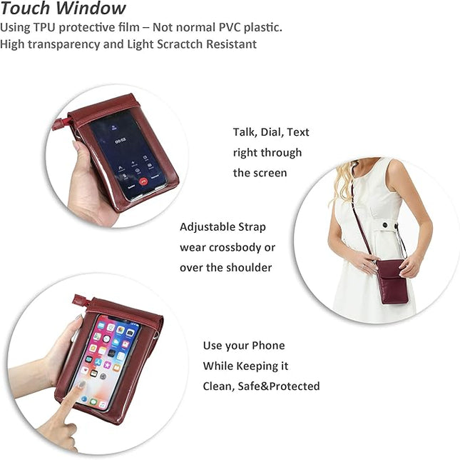 befen Genuine Leather Small Crossbody Bags for Women Cell Phone Bag Cross Body Purses,Silver Zipper