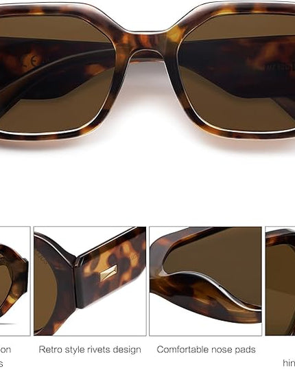 SOJOS Polarized Sunglasses For Women Retro Rectangle Womens Sun Glasses Trendy Narrow Square 90s Shades SJ2232