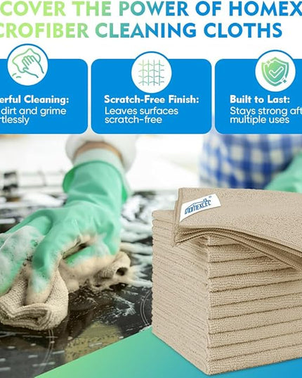 HOMEXCEL Brown Microfiber Cleaning Cloth 20 Pack 11.5 x 11.5 inch Microfiber Towels for Cars Ultra Absorbent Car Washing Cloth Lint Free Streak Free Cleaning Rags for Car, Kitchen Window