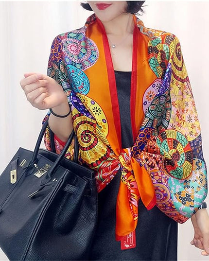 Fashion Scarves Scarf 100% Silk Feeling Scarf Silk Like Scarves Long Lightweight Sunscreen Shawls for Women