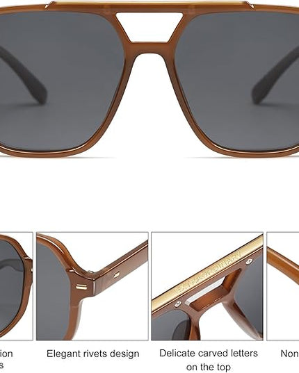 SOJOS Retro Trendy Aviator Polarized Sunglasses Men Women Vintage 70s Square Stylish Frame Sun Glasses SJ2283