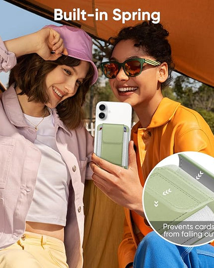 FINPAC MagSafe Wallet, Magnetic Card Wallet Holder for iPhone 17/16/15/14/13/12 Series, Safe RFID Blocking Slim Leather 6 Card Holder for Women Men