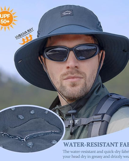 Sireck Fishing Hat, UPF50+ Wide Brim Sun Hat for Men Women, UV Protection Hiking Beach Bucket Hats Summer Safari Hat