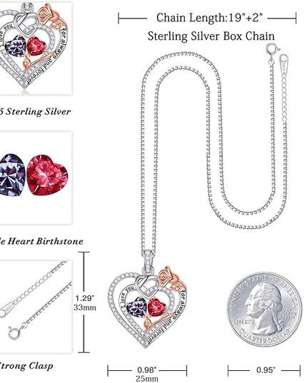 Iefil Christmas Gifts for Wife Women - 925 Sterling Silver Double Birthstone Necklace, Anniversary Birthday Gifts for Women, Jewelry Gift for Wife Girlfriend Mom Her