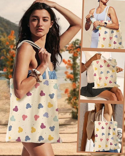 Aesthetic Canvas Tote Bag - Reusable Shoulder Tote Bag for Women Lady Casual Vacation, Shopping, Work, Gym