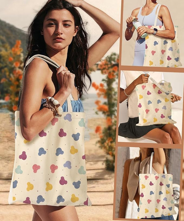 Aesthetic Canvas Tote Bag - Reusable Shoulder Tote Bag for Women Lady Casual Vacation, Shopping, Work, Gym