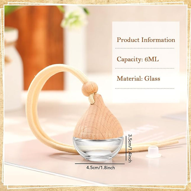 Rtteri 50 Pcs Car Air Fresheners Diffuser for Essential Oil Empty Hanging Bottle Glass Bottles Refillable Perfume Pendant Aromatherapy Fragrance Ornament Decor(Simple Style)