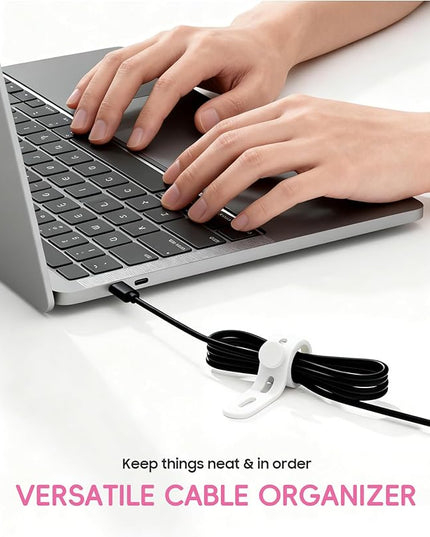 25Pack Silicone Cable Ties,Reusable Cord Organizer for Bundling Electrical Cords,Adjustable Data Cable Organizer Ties,High Elasticity Cable Straps for Home/Office/School/Travel(White)