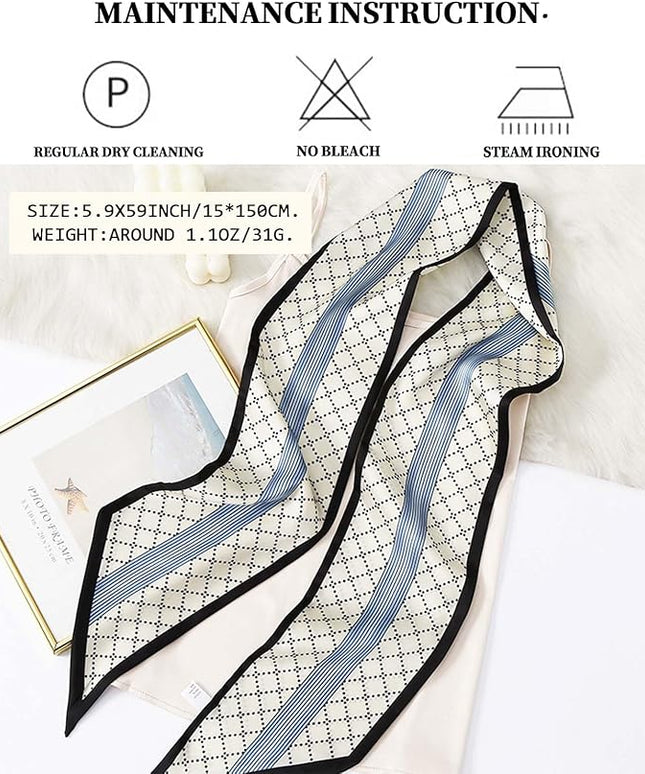 Head Scarf Purse Handle Neck Satin Hair Scarfs For Bag Lightweight Silky Long Thin Women's Fashion Scarves 59 * 5.9”
