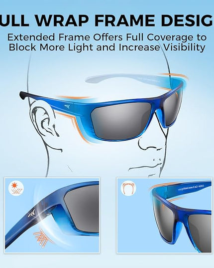 KastKing Huzzah Polarized Sport Sunglasses for Men and Women, Ideal for Driving Fishing Cycling and Running,UV Protection