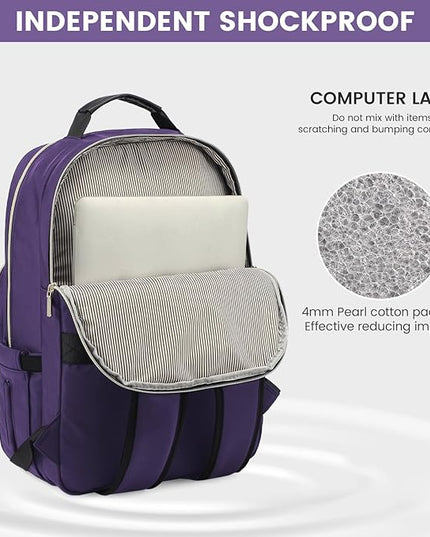 LOVEVOOK Laptop Backpack for Women 17.3 inch,Cute Women Travel Backpack Purse,Professional Laptop Computer Bag,Waterproof Work Business College Teacher Bag Carry on Backpack with USB Port,Royal Purple