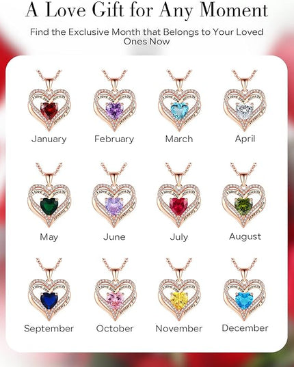 S925 Sterling Silver Necklace for Women, Wife Jewelry Rose Gold, Mom Birthday Valentines Mothers Day Gifts, Girlfriend Necklaces, Daughter Heart Jewel, Anniversary for Her