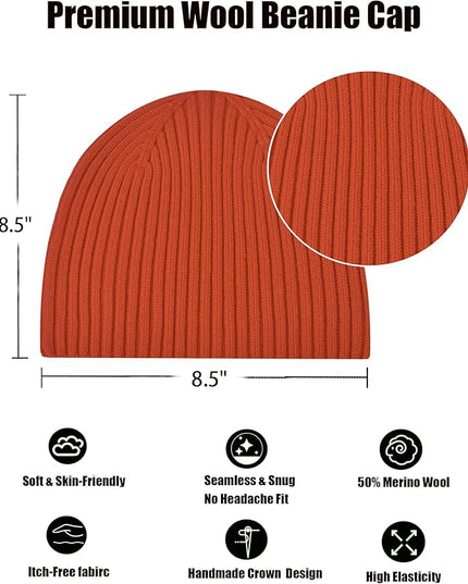 choshion Wool Knit Fisherman Beanie Hat for Men Women,Cuffless Warm Short Cuff Beanies Toboggan Ski Hats Winter Skull Cap