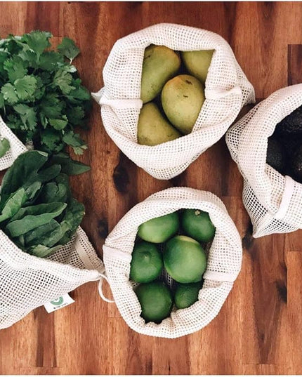 Reusable Garlic Storage Bags - Organic Cotton Garlic Mesh Bags with Drawstring - Washable Garlic Holder Storage - Net Garlic Keeper Sacks - Onion Potato Storage Bags - Root Vegetable Sacks (3 Large)