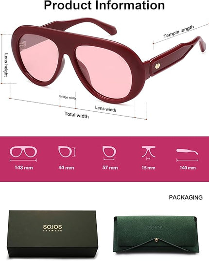 SOJOS Trendy Oversized Polarized Aviator Sunglasses Womens Men Retro Vintage 70s Style UV Protection Sun Glasses SJ2390