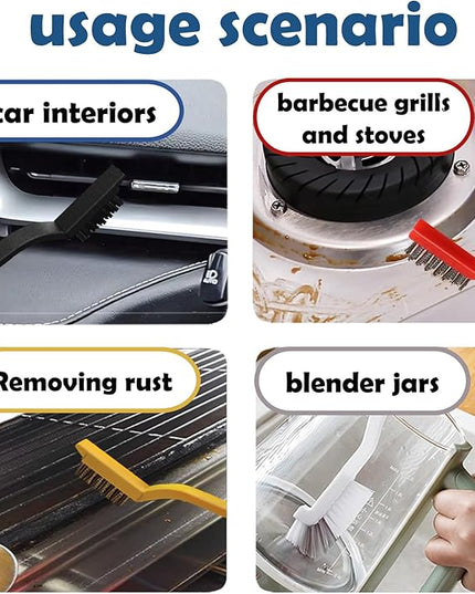Crevice Cleaning Brush Set, Multi-Purpose Hard Bristle Brushes for Deep Cleaning Kitchen, Bathroom, Grout, Sink, Cup, Teapot, Bottle, Blender, Corners, Tight Spaces & More