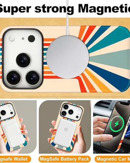Magnetic for iPhone 17 Pro Max Case Cute Frog Stripes Phone Case, Summer Shockproof Slim TPU and Hard PC Protective Phone Cover Compatible with MagSafe Designed for Women Girls