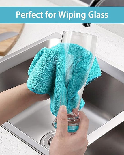 HOMEXCEL Microfiber Cleaning Cloth,150 Pack Cleaning Rags, Cleaning Towels with 4 Color Assorted,11.5"X11.5" Shop Towels (Green/Blue/Yellow/Pink)