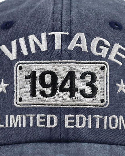 Vintage 1944 1943 1942 1941 1940 1939 1938 1937 1936 1935 Limited Edition Adjustable Embroidered Baseball Cap