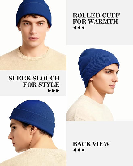 Cooraby 12 Pack Knitted Winter Beanie Cold Weather Acrylic Warm Skull Cap Cuff Watch Hat for Men or Women Homeless Donation