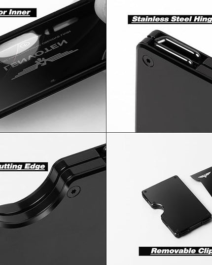 Lenvoten Extra Durable Hinged Minimalist Wallet for Men | Slim Metal RFID Blocking Wallet | Credit Card Holder & Money Clip Holds 20 Cards | Premium Scratch-Resistant Finish | Ideal Gift for Men