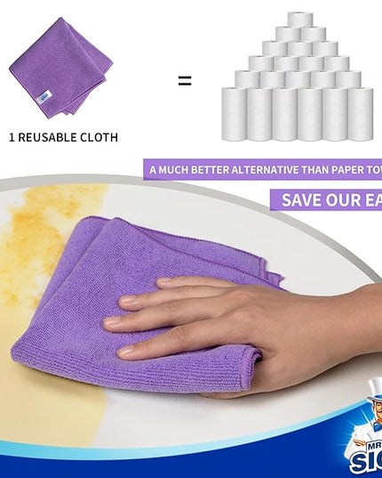 MR.SIGA Microfiber Cleaning Cloths, All-Purpose Microfiber Towels, Streak Free Cleaning Rags, Pack of 12, Purple, Size 32 x 32 cm(12.6 x 12.6 inch)