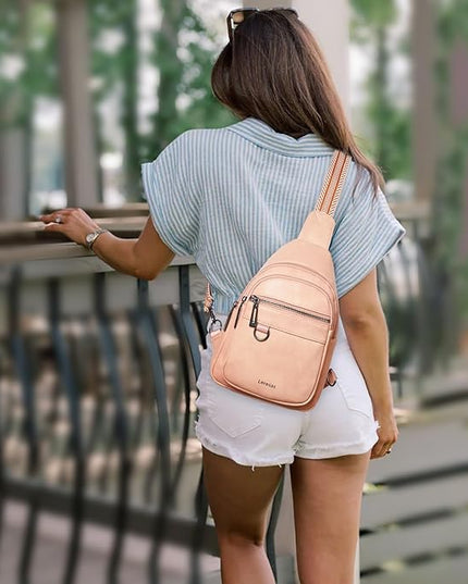 7L Sling Bag for Women Men Vegan Leather Crossbody Bags Fanny Pack Purse Backpack Over Shoulder Bag Travel Anti Theft
