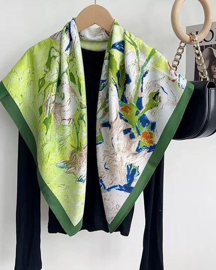 Julunar Silk Like Head Scarf for Women - Satin Large Hair Scarves - 35" Square Silk Hair Wrap for Sleeping with Gift Packed