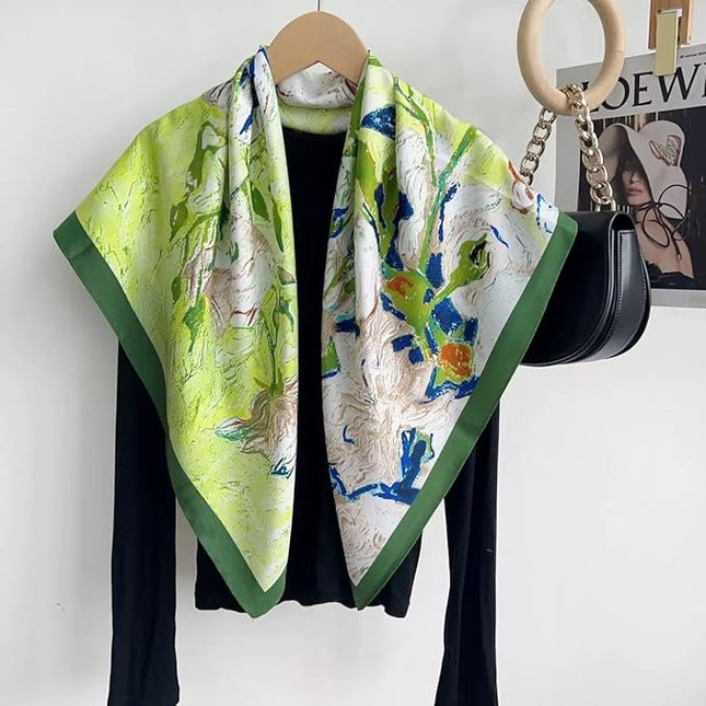 Julunar Silk Like Head Scarf for Women - Satin Large Hair Scarves - 35" Square Silk Hair Wrap for Sleeping with Gift Packed