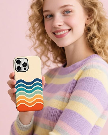 Magnetic for iPhone 15 Case Cute Frog Stripes Phone Case, Summer Shockproof Slim TPU and Hard PC Protective Phone Cover Compatible with MagSafe Designed for Women Girls