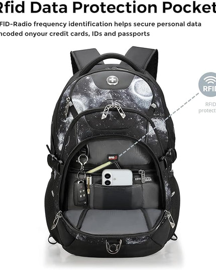 Swissdigital Laptop Backpack with USB Charging Port, Travel Backpack Fits 15.6 inches Computer, 31L Backpack for Men, Starry Sky | SD803-98
