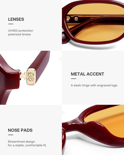 SOJOS Retro Rectangle Polarized Sunglasses for Women Men Trendy Hexagon Narrow Chic Y2K Sunnies SJ2629