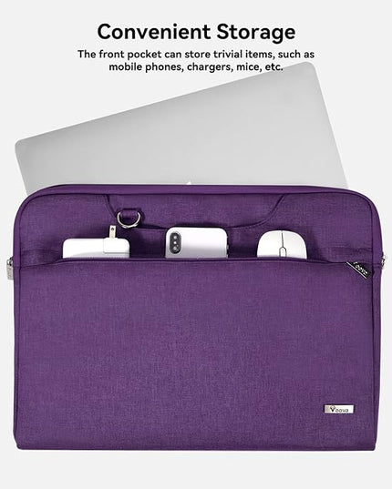 Voova 17 17.3 Inch Laptop Sleeve Case, Slim Women Men Shoulder Hand Bag Compatible with Razer Blade Pro 17, Lenovo Dell Asus Acer HP Notebook Messenger Briefcase with Strap, Waterproof, Purple