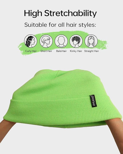 Zylioo Oversize Beanie Hats, XXL Big Size Ribbed Knit Cuffed Winter Hat for Cold Weather, Warm Skull Watch Cap
