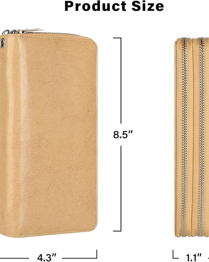 Lavemi Small Compact Women Wallet RFID Blocking Genuine Leather Bifold Purse with ID Windows