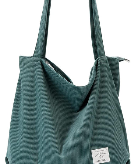 KALIDI Women Corduroy Tote Bag Zipper Casual Tote's Handbag Big Capacity Shoulder Bag with Pockets