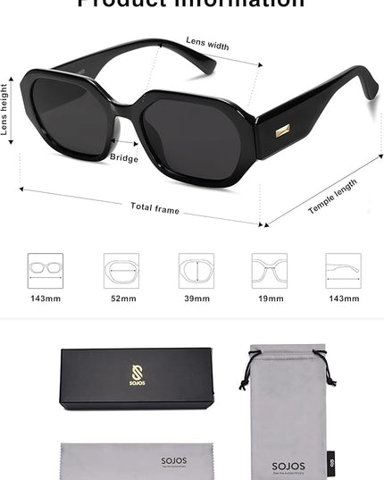 SOJOS Polarized Sunglasses For Women Retro Rectangle Womens Sun Glasses Trendy Narrow Square 90s Shades SJ2232