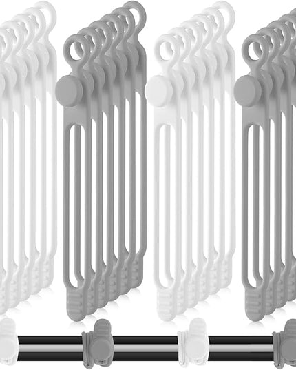 Nuanchu 40 Pcs Silicone Cable Ties Reusable Holder Adjustable Straps Multipurpose Charging Cable Organizer for Fastening Charging Cords Wires(4.17 Inch,White, Gray)