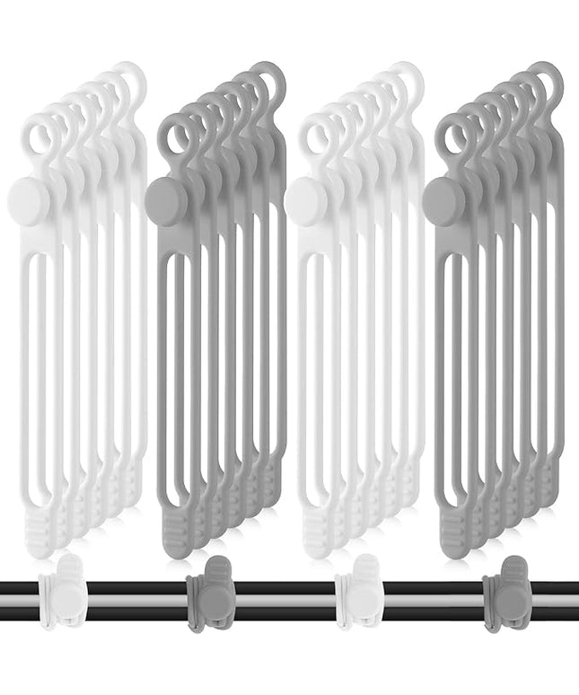 Nuanchu 40 Pcs Silicone Cable Ties Reusable Holder Adjustable Straps Multipurpose Charging Cable Organizer for Fastening Charging Cords Wires(4.17 Inch,White, Gray)